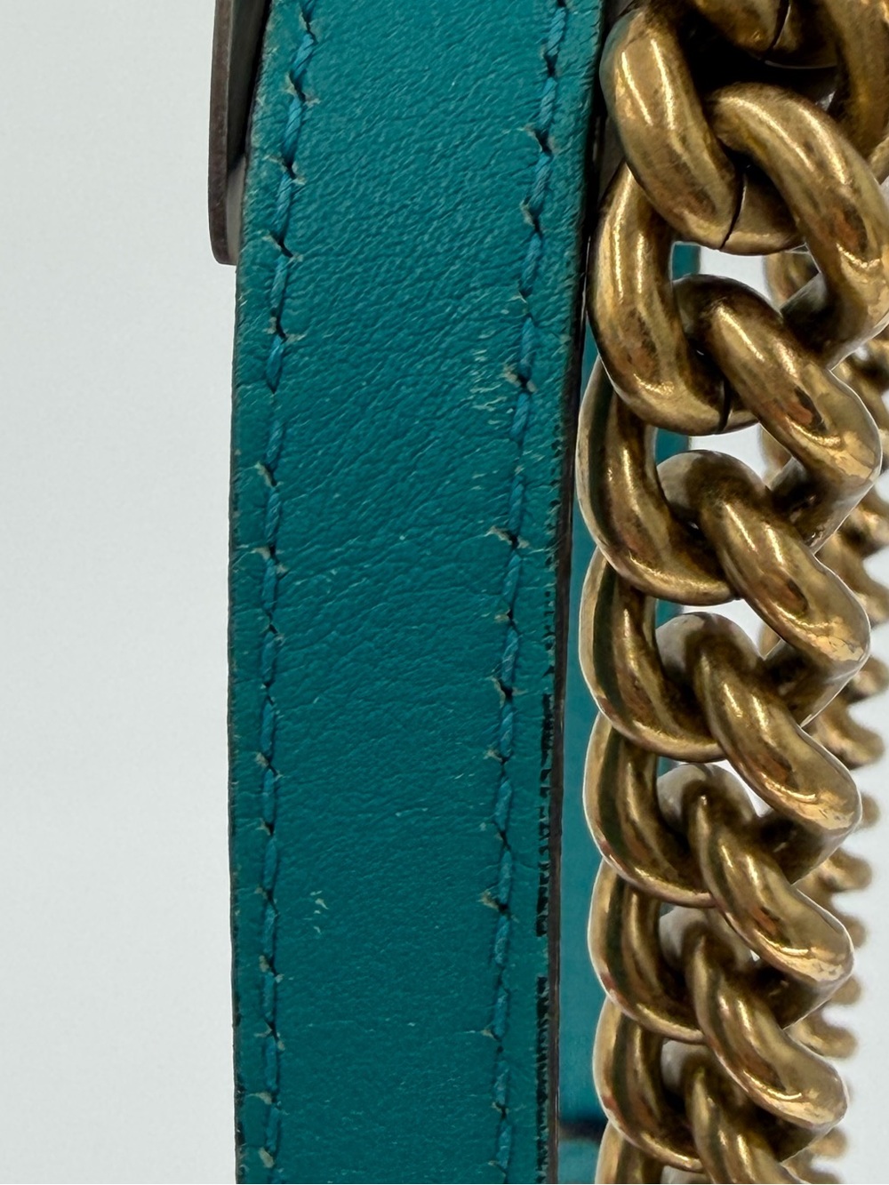 Gucci Teal Velvet GG Marmont Shoulder Bag with Gold Hardware Gorgeous!!! - Picture 5 of 14